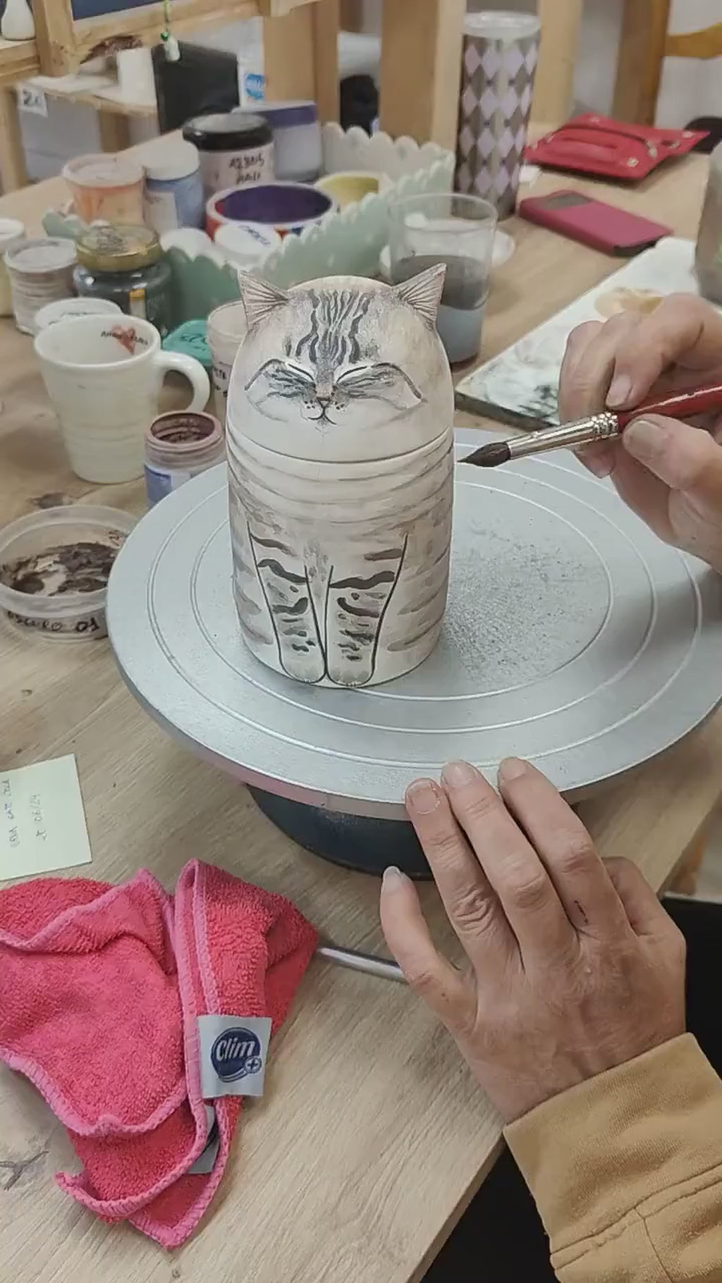 Custom Hand-Painted Cat Portrait Memorial Urn