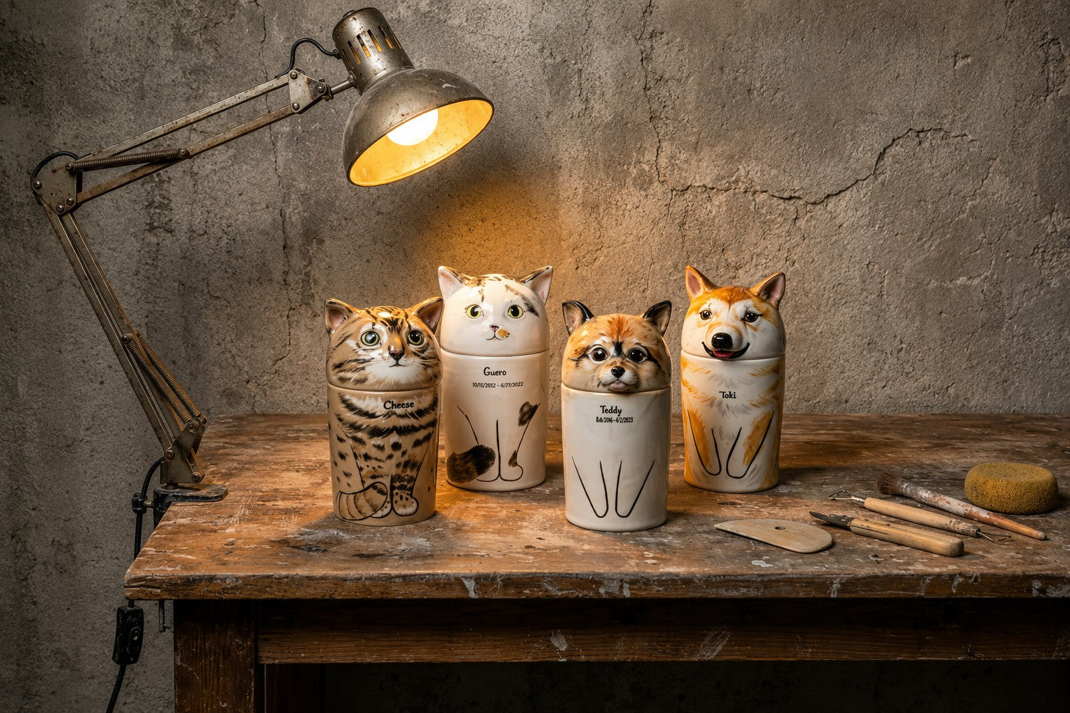 Custom Pet Memorial Urns, Hand-Painted in Jingdezhen
